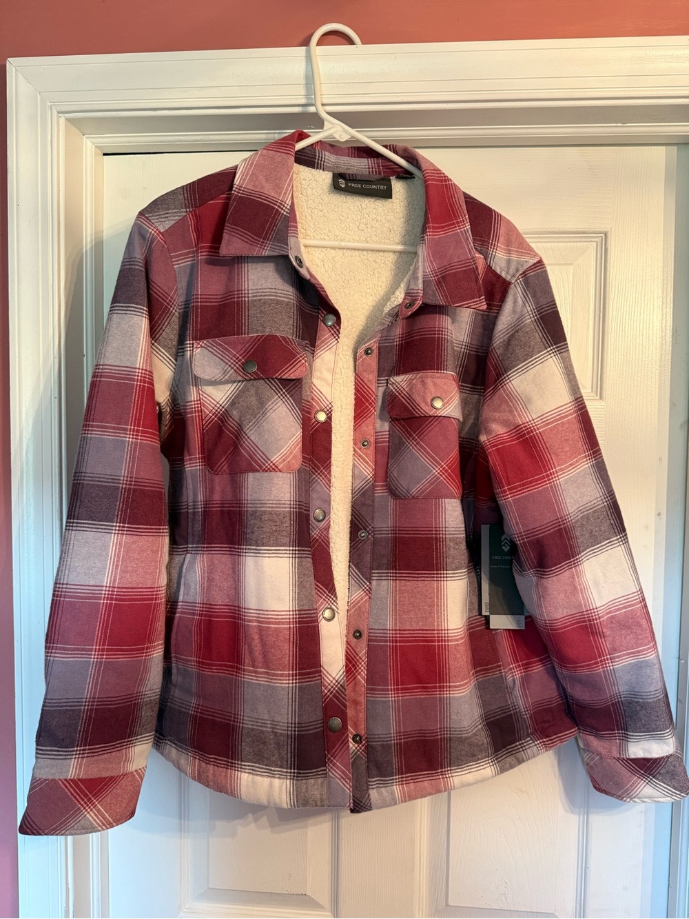 Free Country Red Plaid Teddy-Lined Jacket